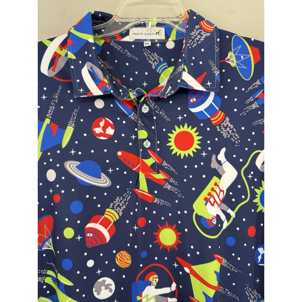 Lot Of 2 Proud 90 Golf Polo Shirts Men's 3XL All Over Prints Performance S/S